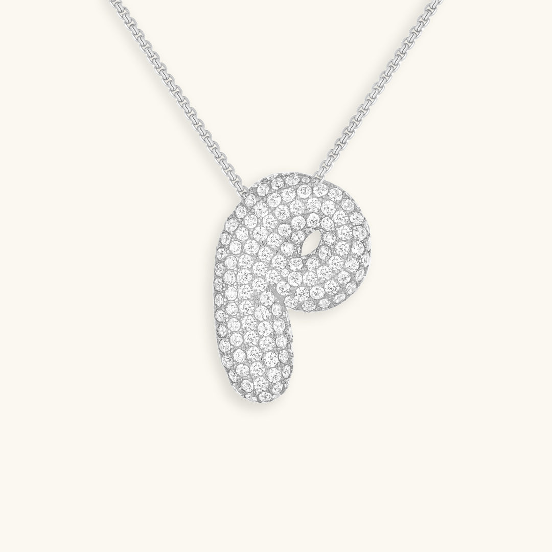 Collier LunaBubble Initial avec Look Diamant – Cadeau Personnel pour la Fête des Mères
