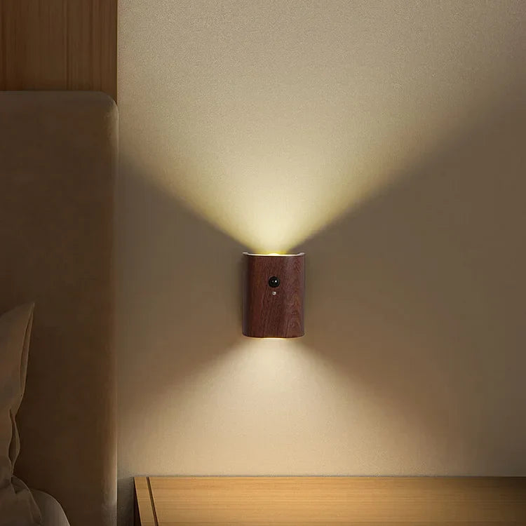LumaSense - Applique murale en bois avec capteur magnétique