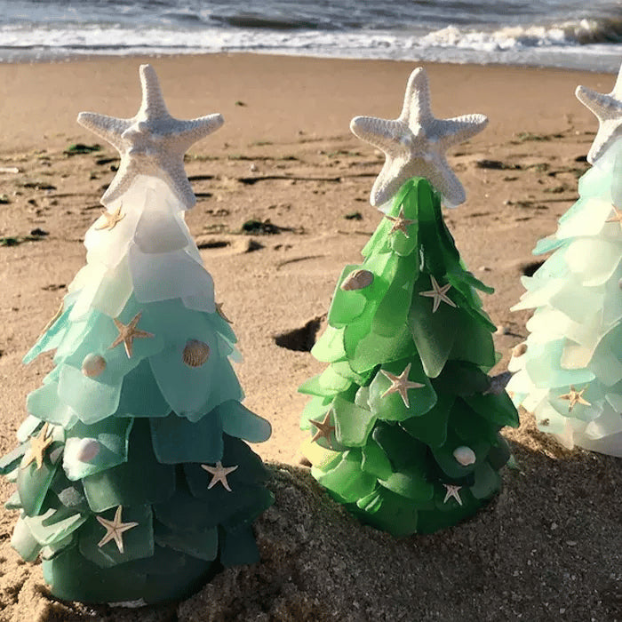 Sérénité Côtière : Arbre de Noël en Verre Artisanal Unique