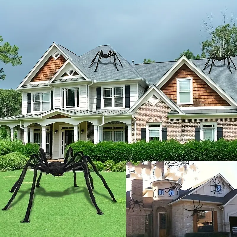 DarkCrawl Araignée géante de 150 cm – Décoration d'Halloween noire pour maison et jardin