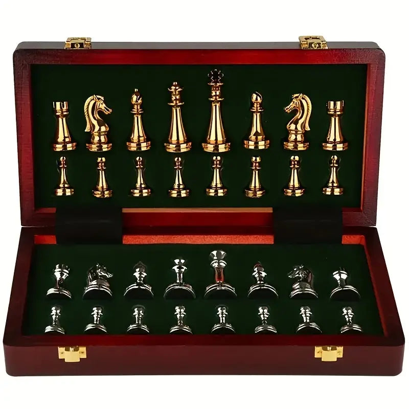 Jeu d'échecs Regal – Ensemble d'échecs pliable exclusif en bois avec pièces en métal