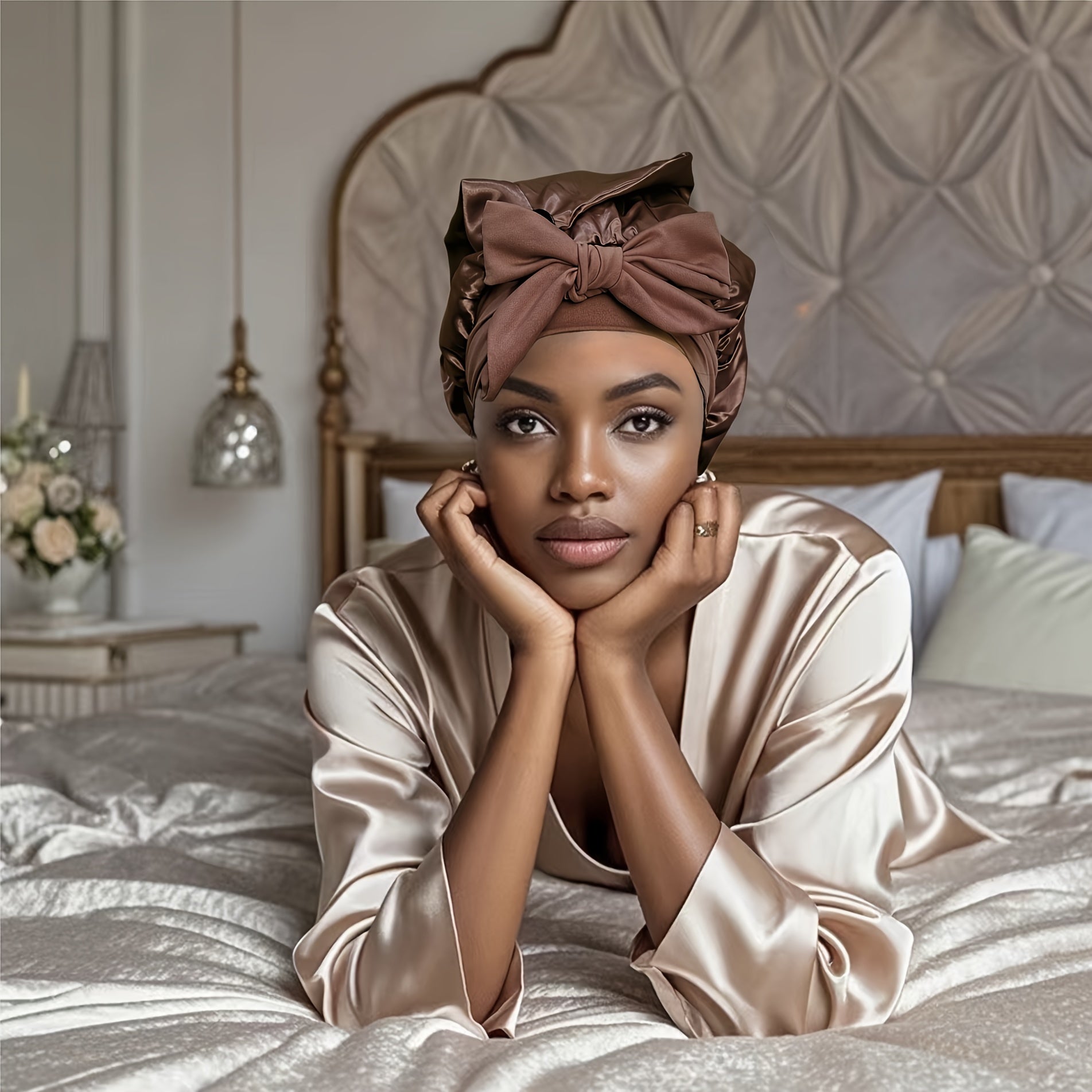 Bonnet de nuit en satin luxueux Isabelle