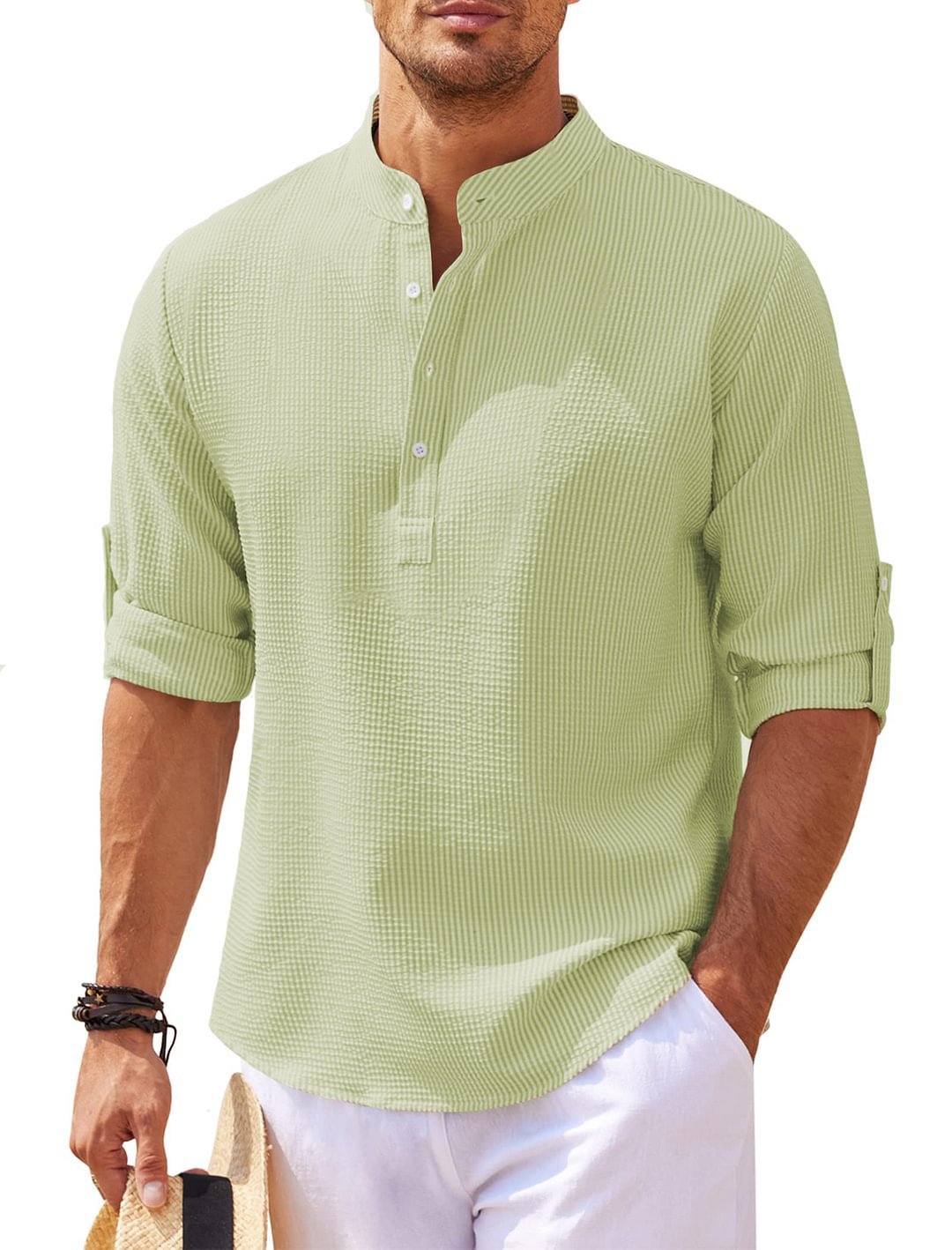 Michael - Chemise décontractée sans col - Chic d'été