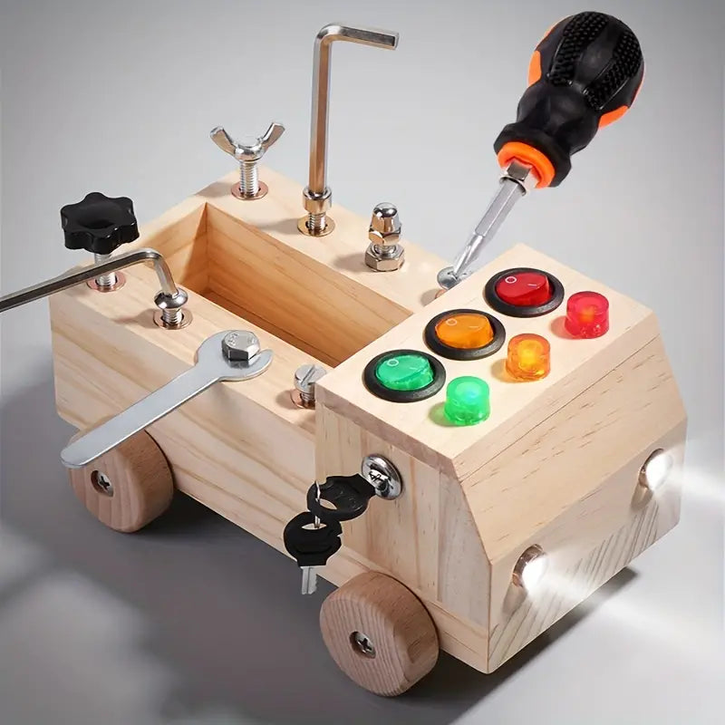 Table d'activités – Jouet Montessori interactif avec lumière LED et kit d'outils