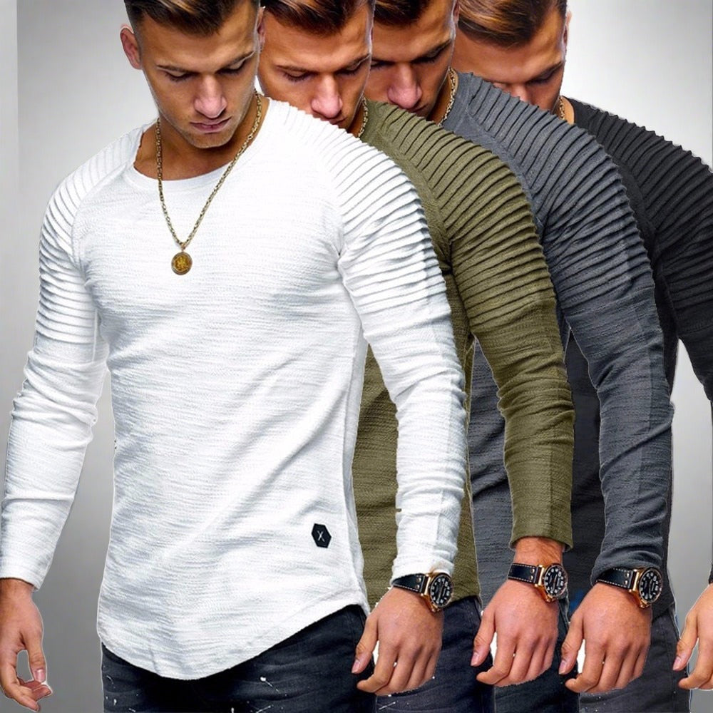 Jake - Sweat-shirt raglan plissé pour hommes avec bord arrondi