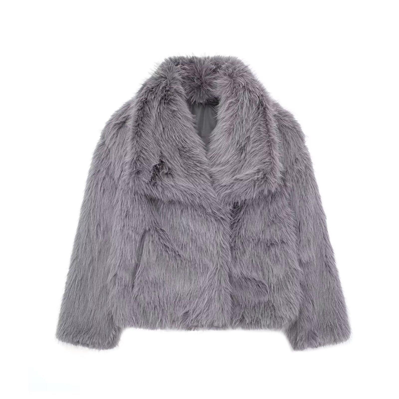 Corrine - Veste oversize en fausse fourrure à col large