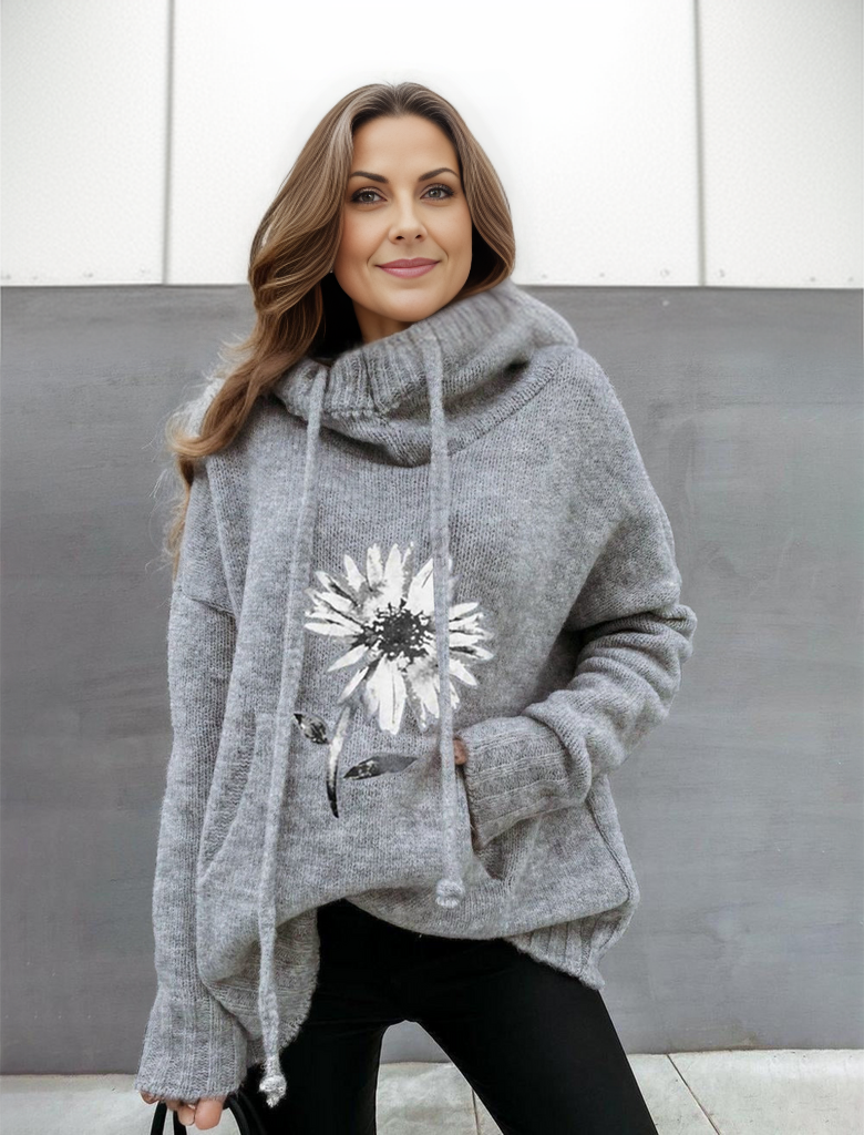 Tendance d'automne® Hoodie avec motif floral en gris