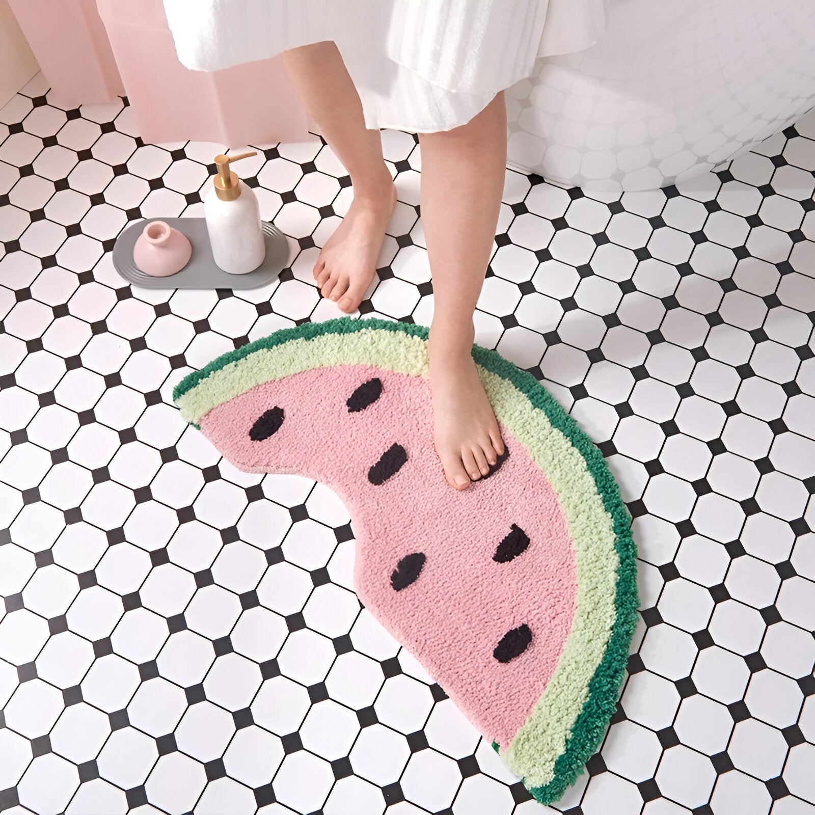 MeloMat - Tapis de bain en forme de tranche de pastèque à design astucieux