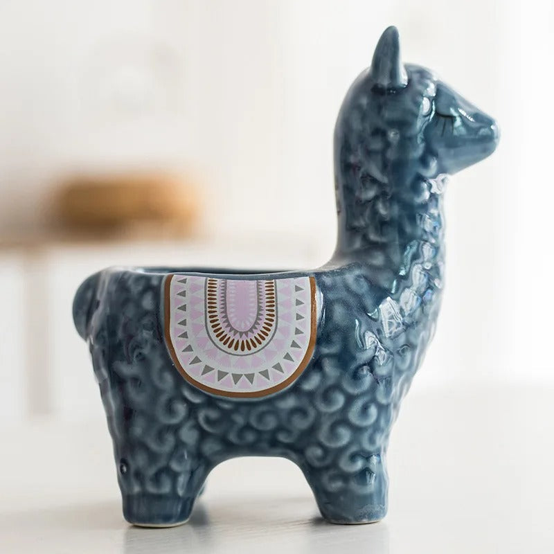 Pot de plante succulente en céramique avec motif animal