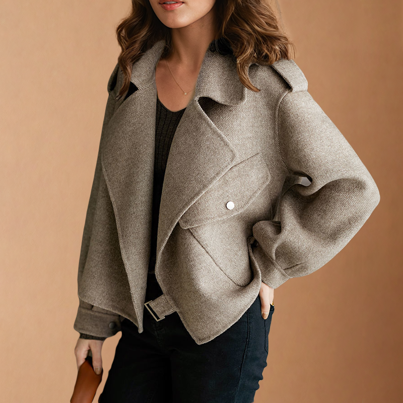 Nanna - Manteau à manches longues avec ceinture et col châle
