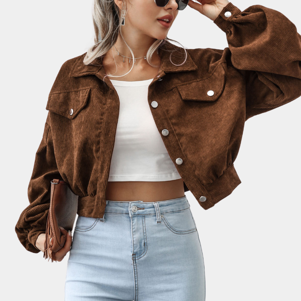 Ella - Veste en velours chic avec boutons