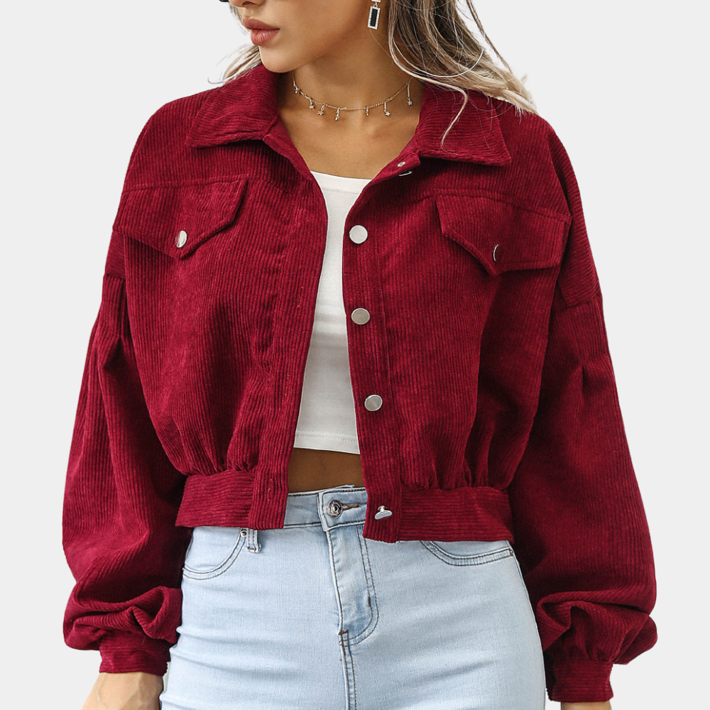 Ella - Veste en velours chic avec boutons