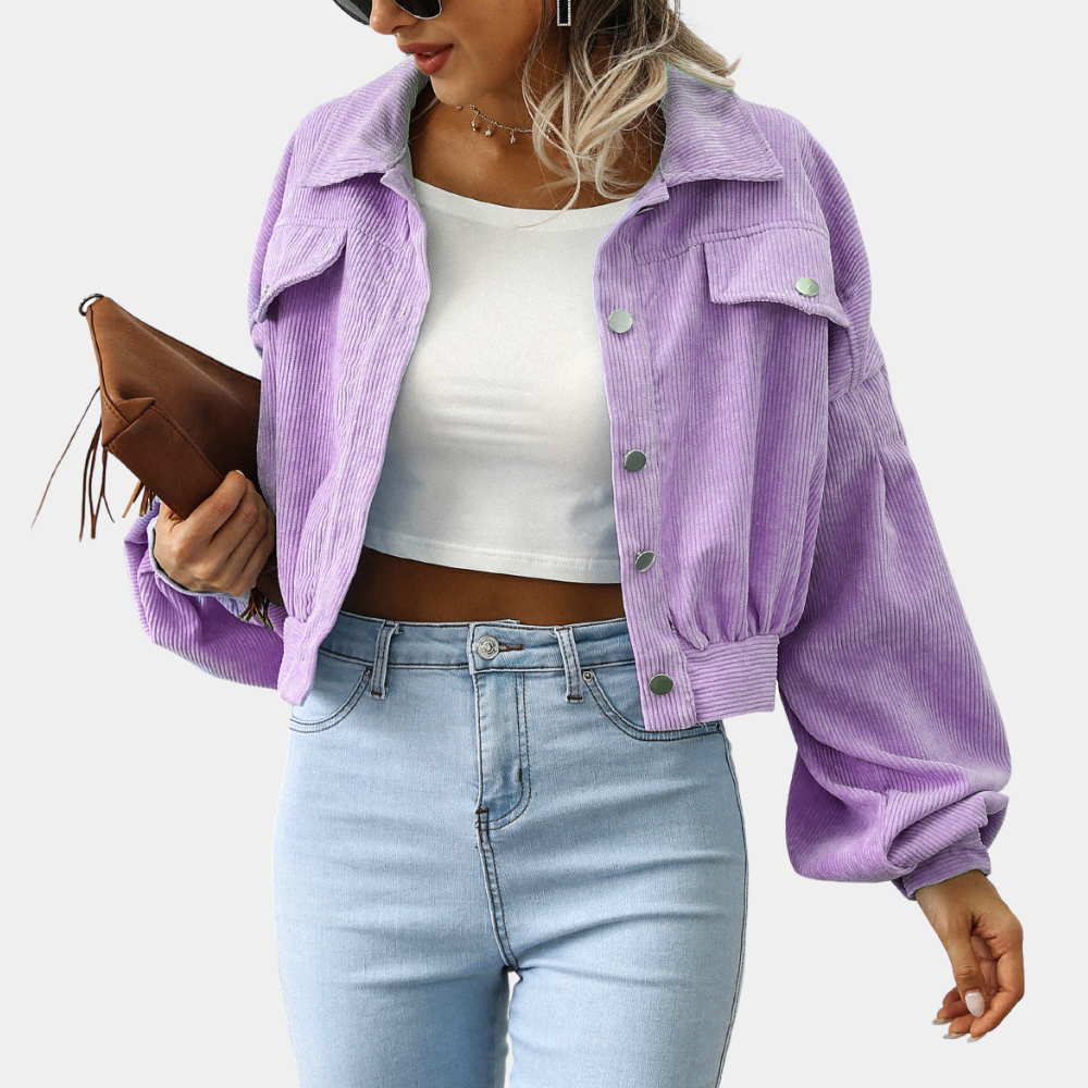 Ella - Veste en velours chic avec boutons