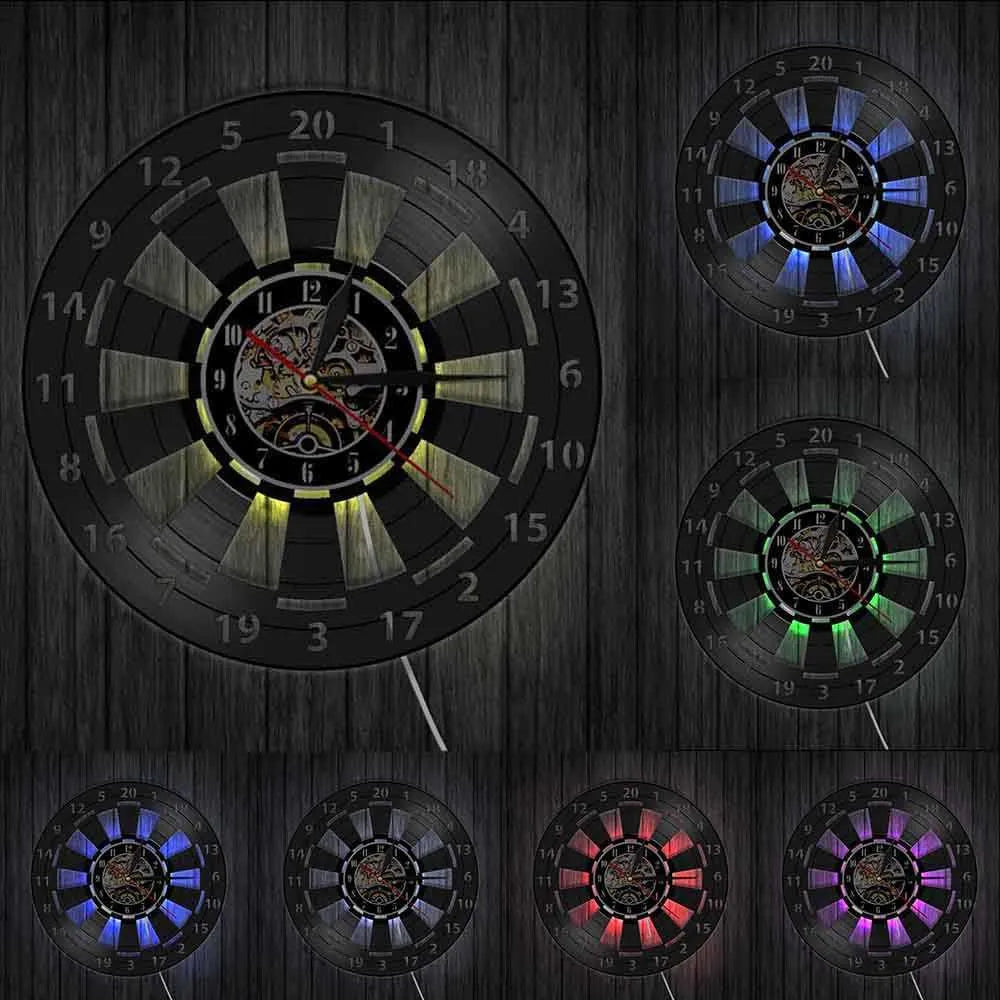 DartGlow - Horloge murale vintage avec tableau de fléchettes