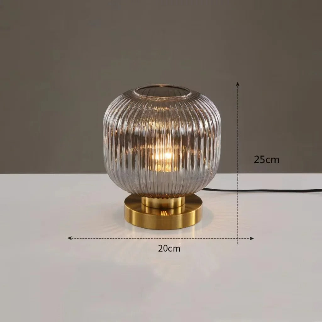 Lampe de table élégante AuraGlow – Design strié avec éclairage ambiant