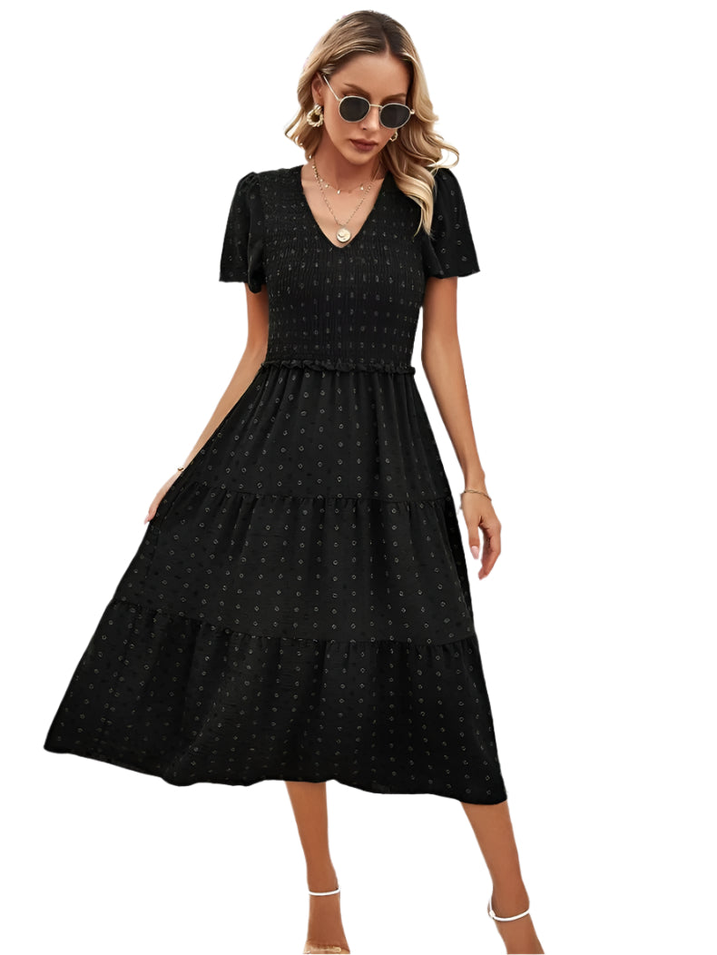 Nelia - Robe midi à pois avec des manches flottantes