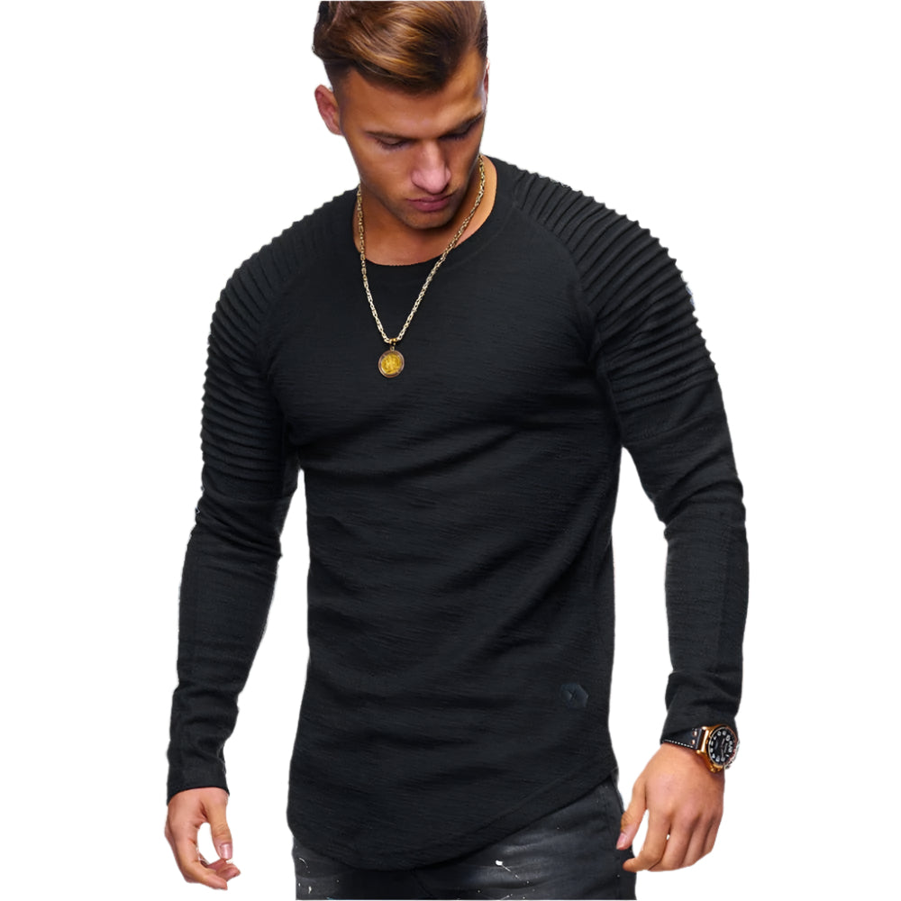 Jake - Sweat-shirt raglan plissé pour hommes avec bord arrondi