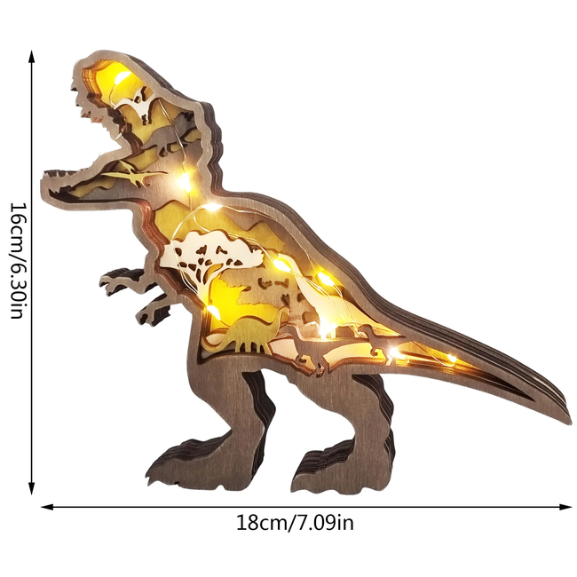 Lampe de nuit en bois 3D dinosaures Jurassic Fun