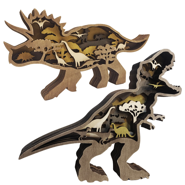 Lampe de nuit en bois 3D dinosaures Jurassic Fun