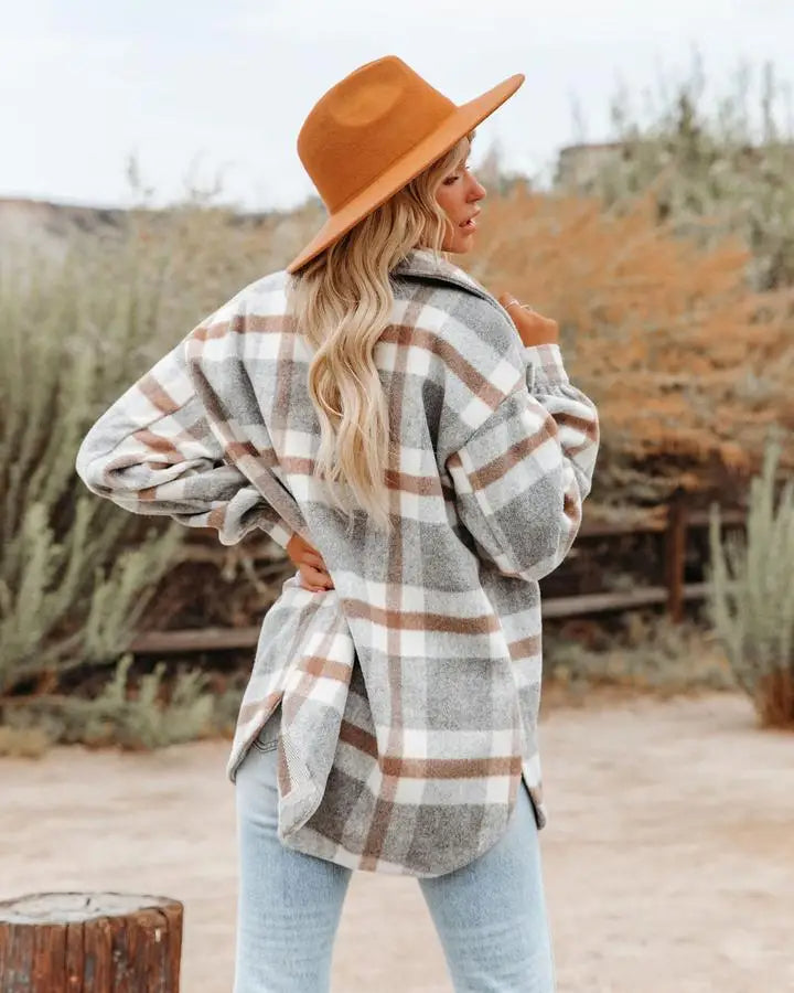 Julie - Veste oversize en flanelle à carreaux pour femme