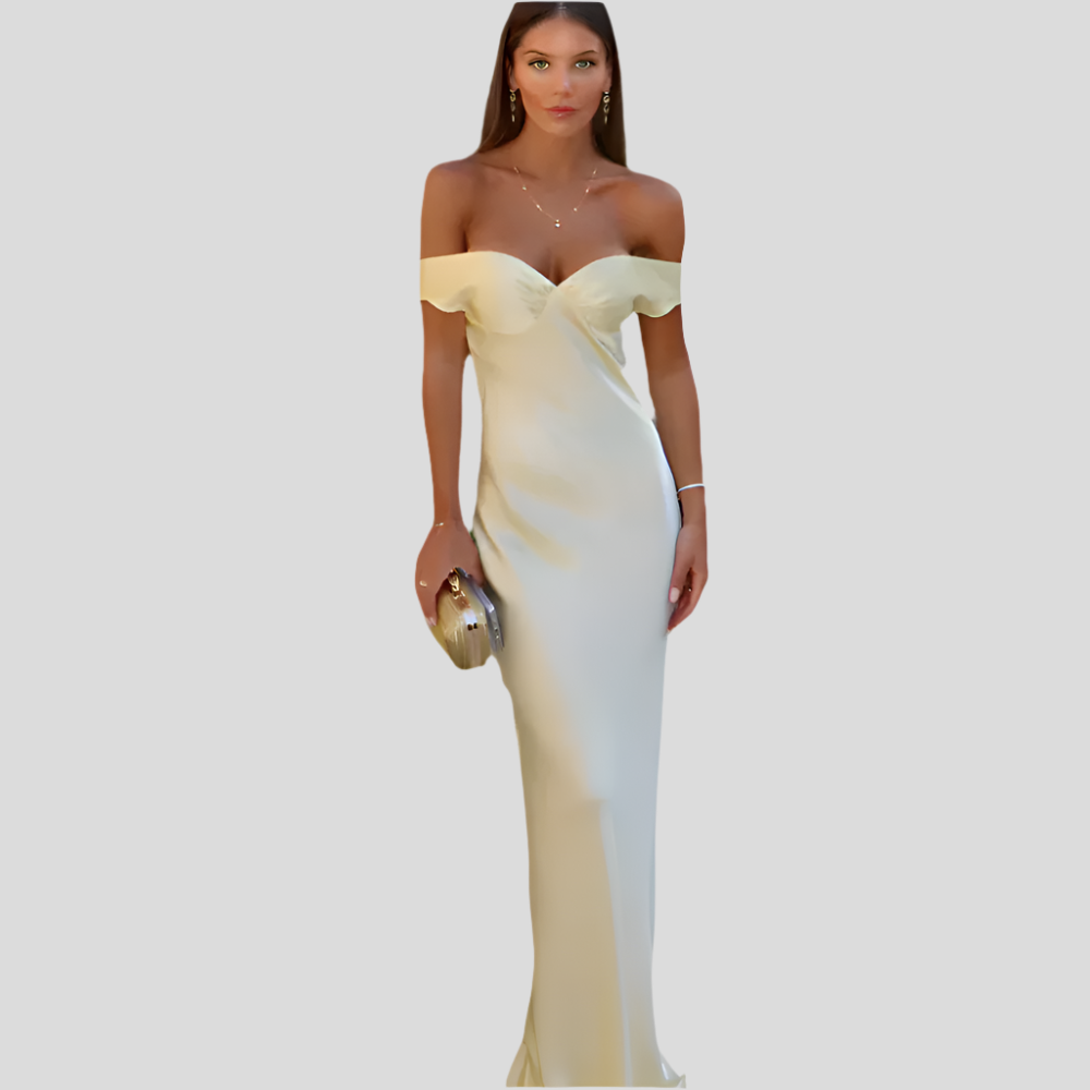 Marcelline – Robe de soirée sans bretelles en satin
