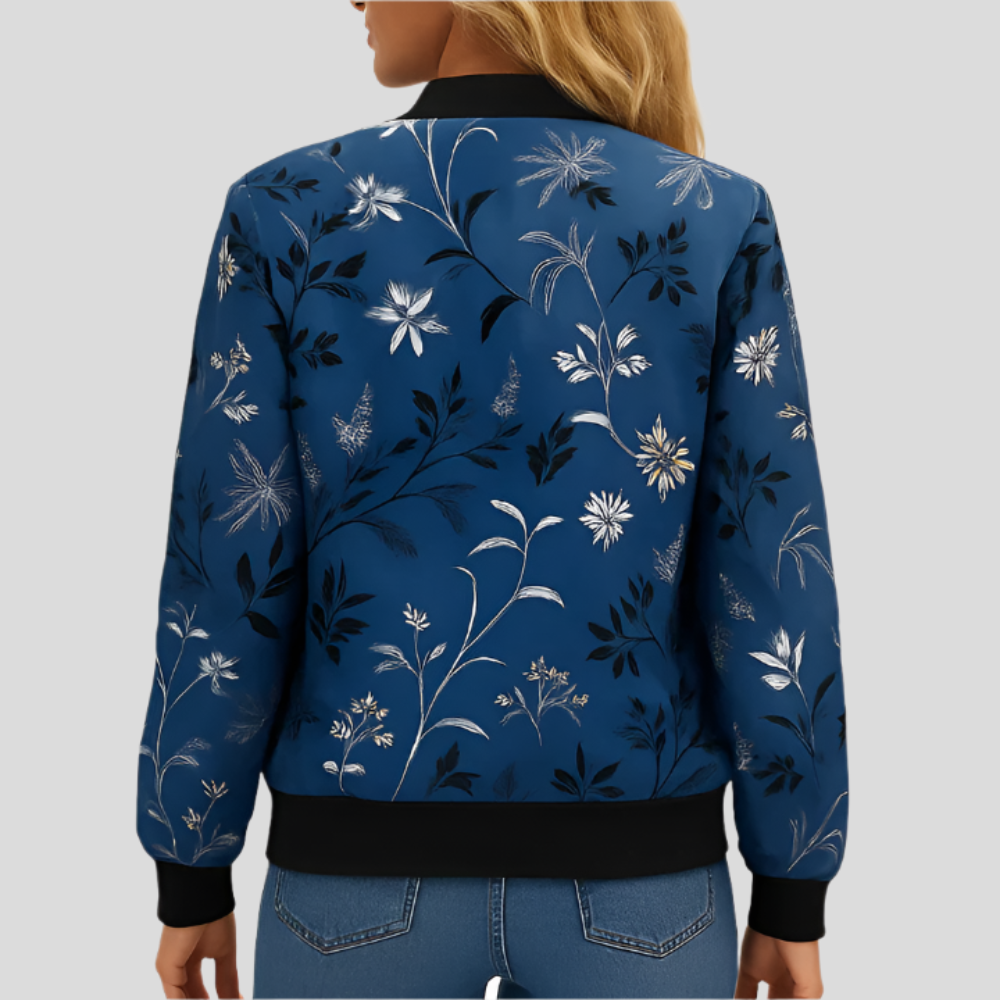 Blouson aviateur fleuri Clotilde – Veste légère pour femme avec imprimé