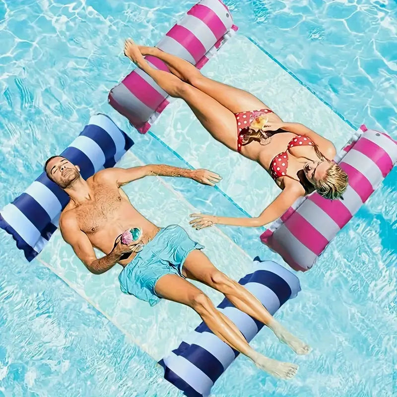 Matelas gonflable rayé pour l'eau – Transat portatif de piscine pour la détente estivale