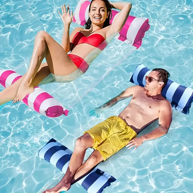Matelas gonflable rayé pour l'eau – Transat portatif de piscine pour la détente estivale