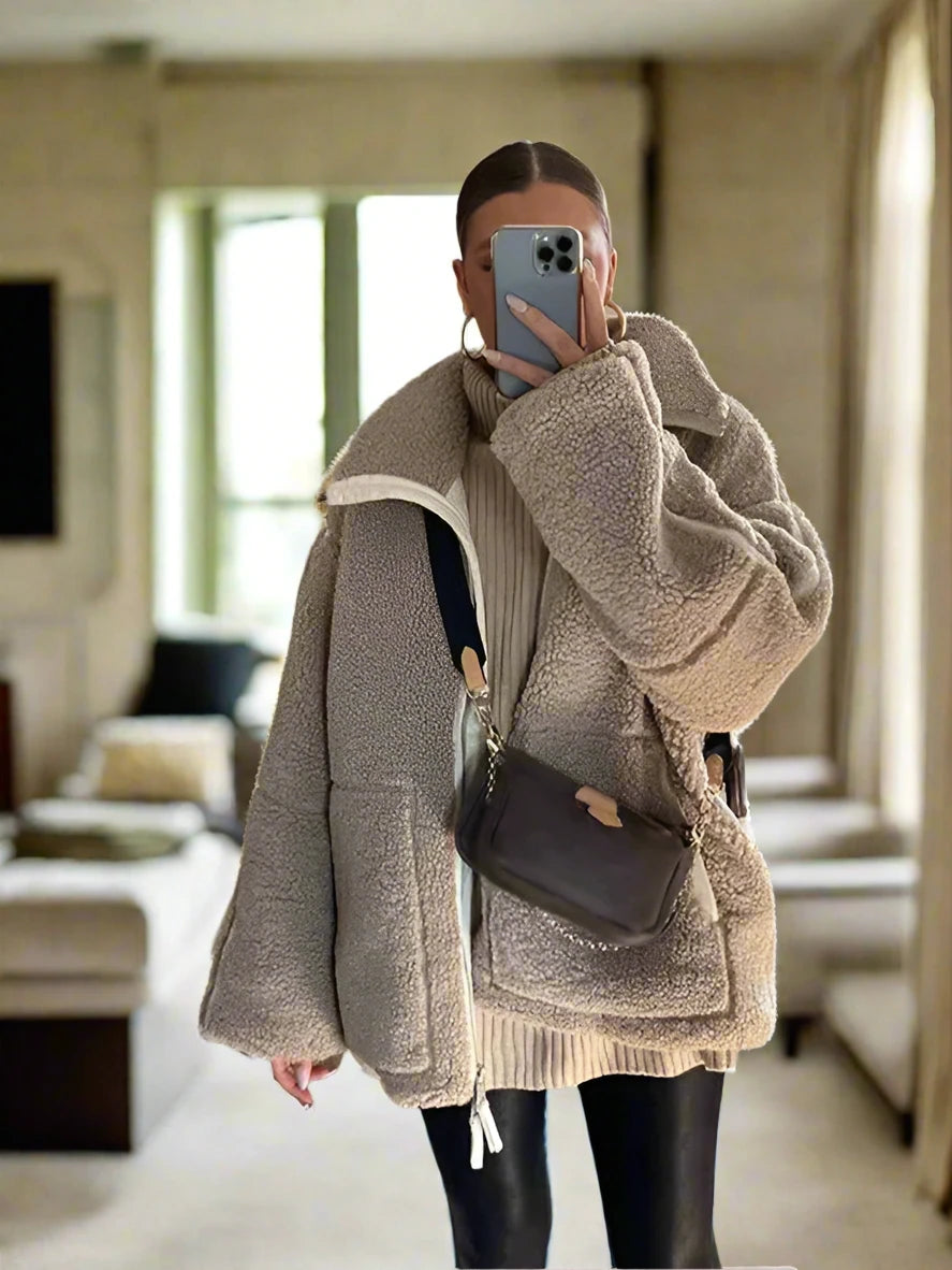 Ella - Veste en polaire surdimensionnée avec fermeture éclair