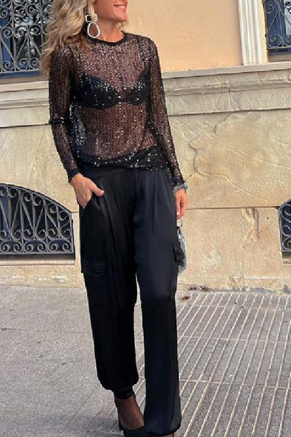 Blouse à manches longues Sonia en sequins
