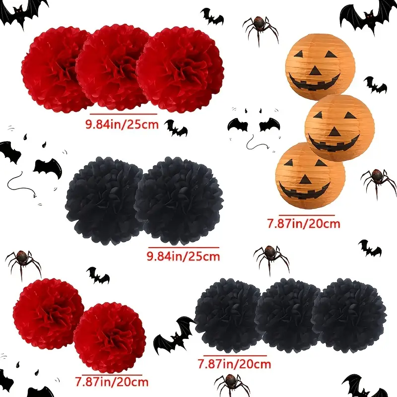 Ensemble de lanternes en papier ShadowGlow Halloween – 13 pièces décoration de citrouille et bouquets de ballons