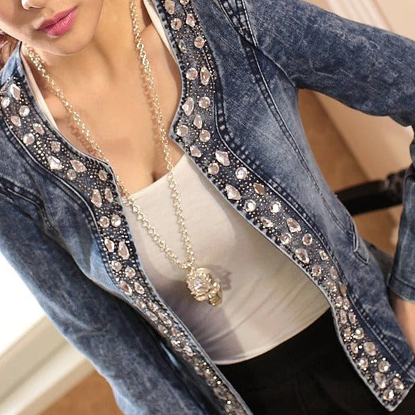 Veste en jean zippée bleue Maxine |