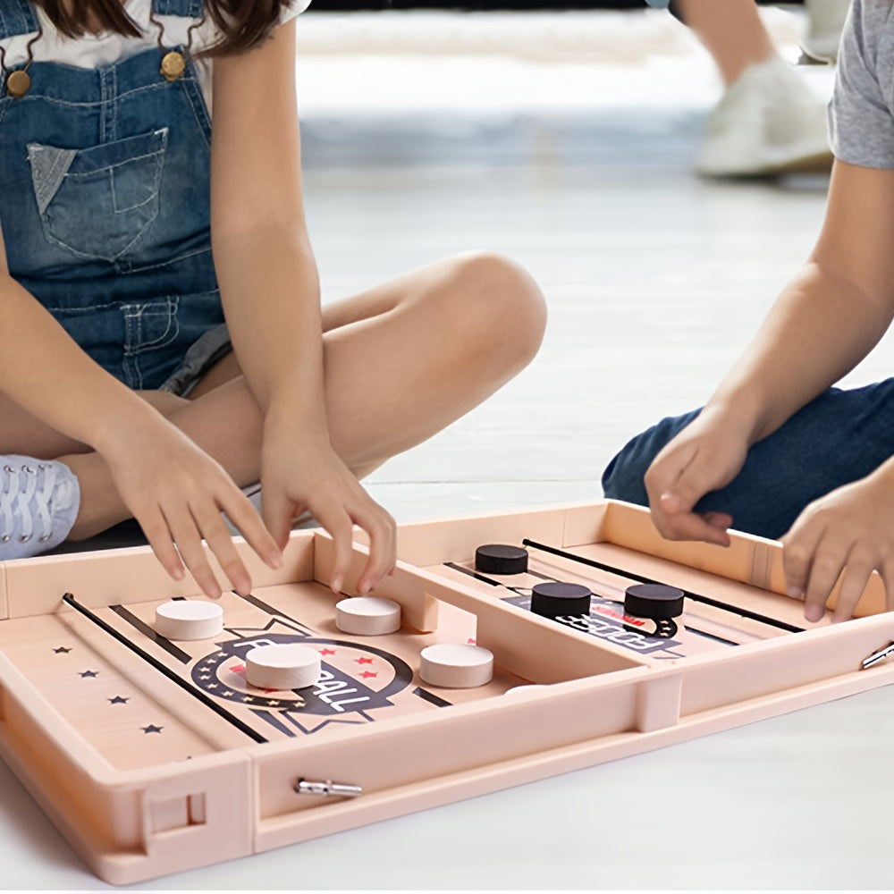 Jeu de table de hockey en bois avec lance-pierres