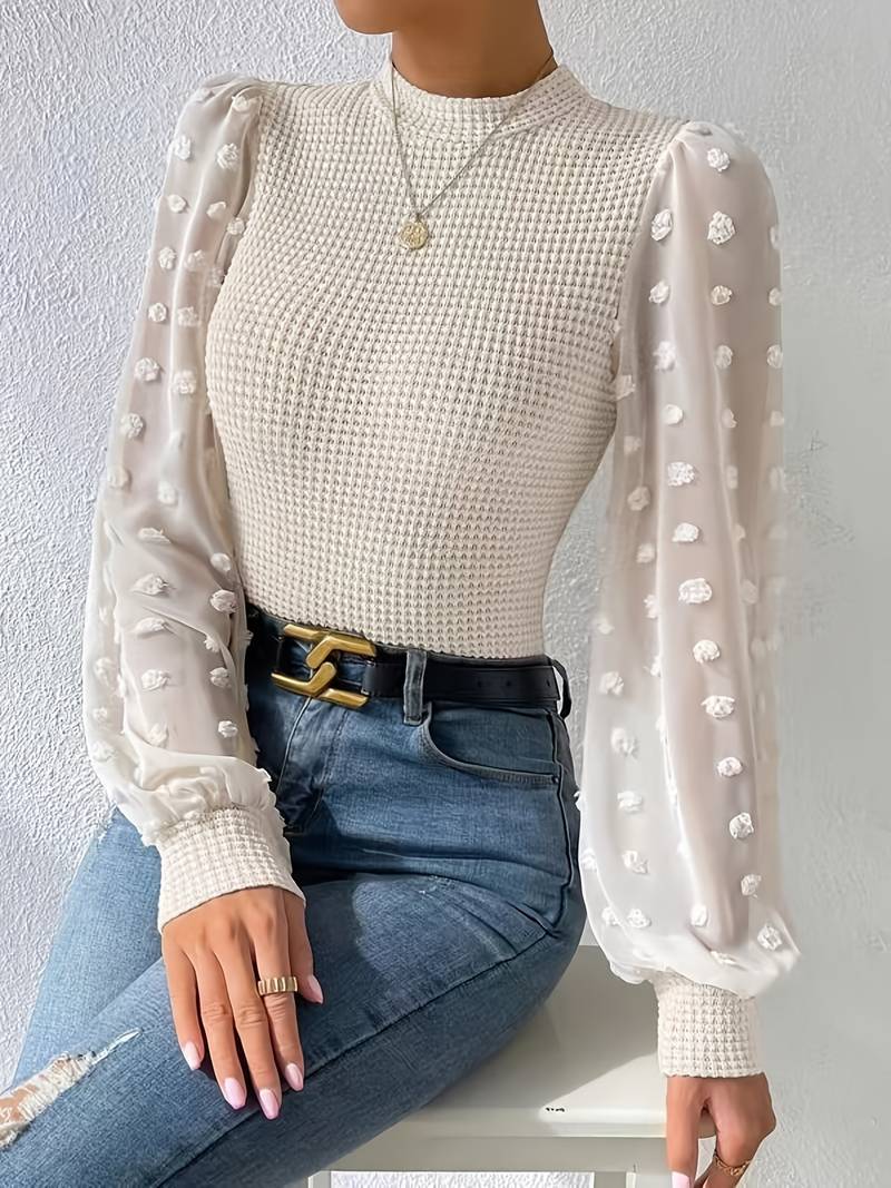 Grete - Manches en tricot à motif gaufré tendance avec col rond