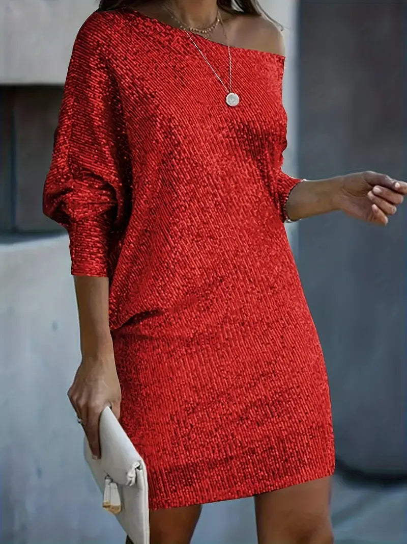 Leona | Robe de soirée avec sequins contrastants