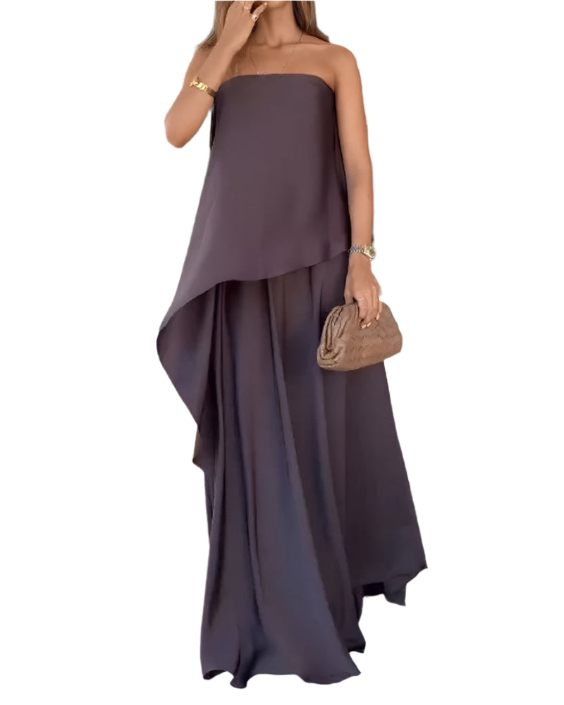 Delia - Robe cape asymétrique drapée et élégante