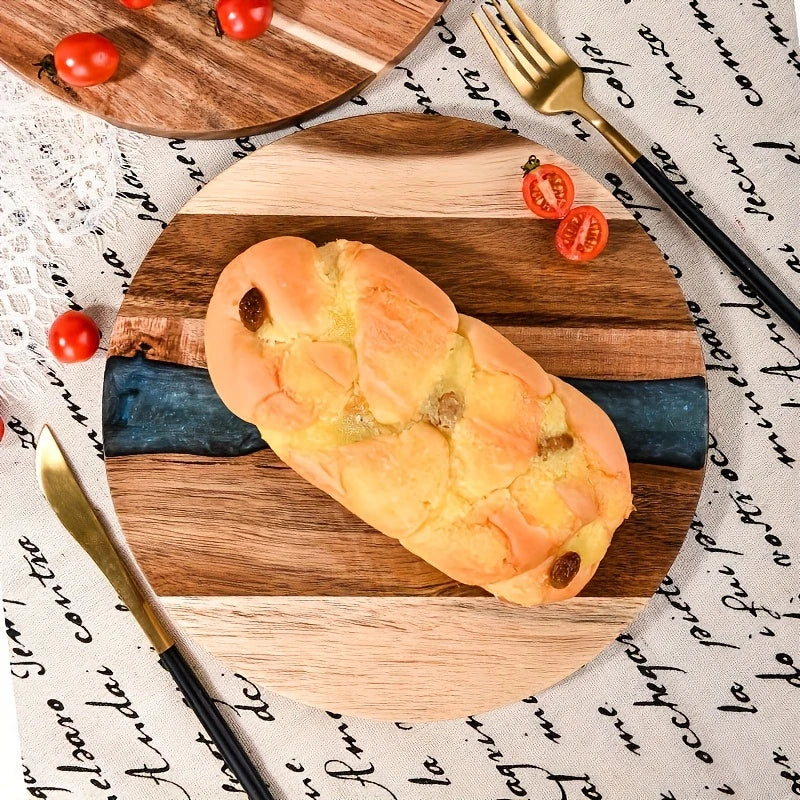 Planche à découper ronde en bois d'acacia – Plateforme de cuisine polyvalente pour steak, collations et plus