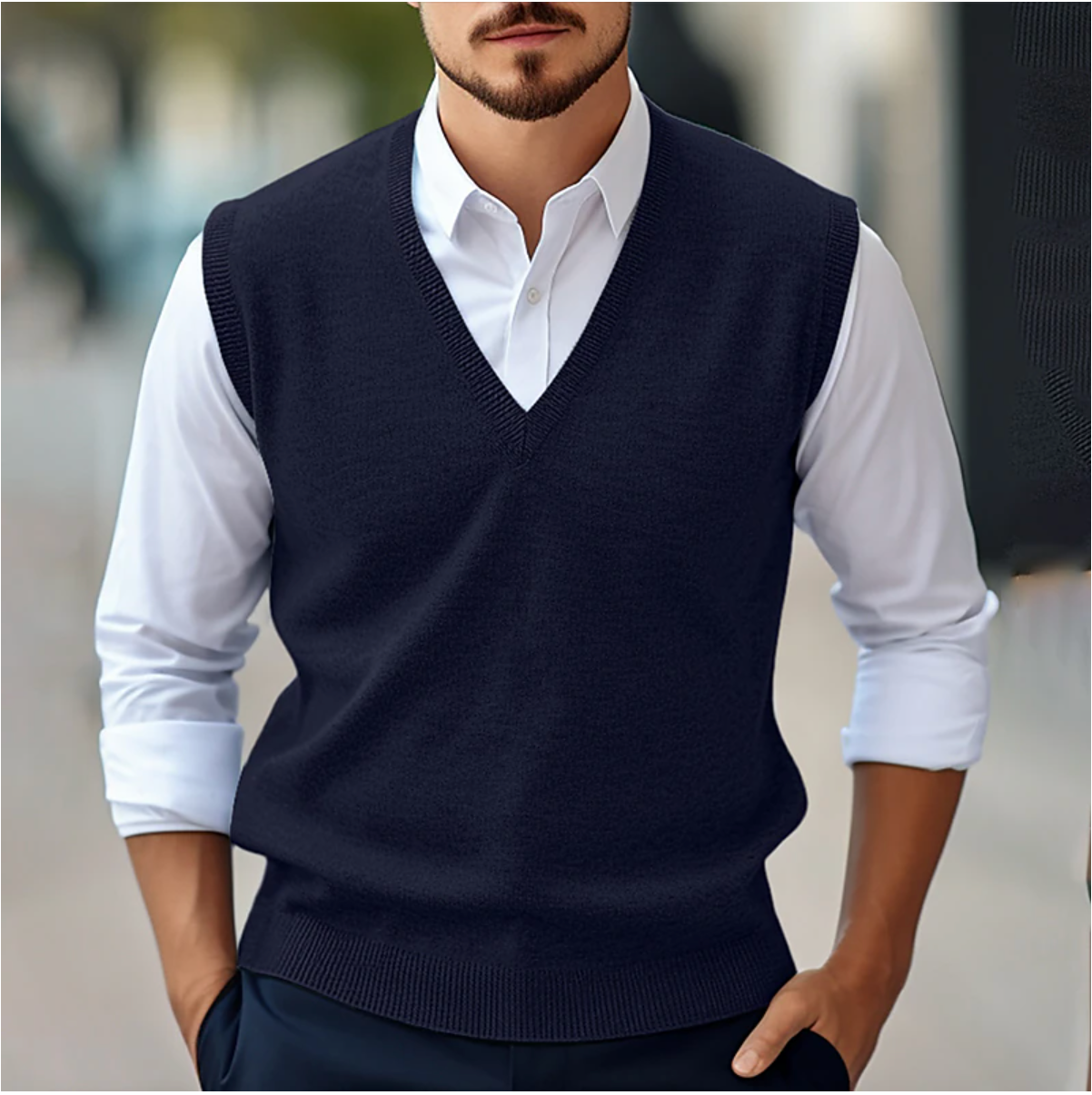 Chris - Gilet V-collant classique et manches longues pour hommes