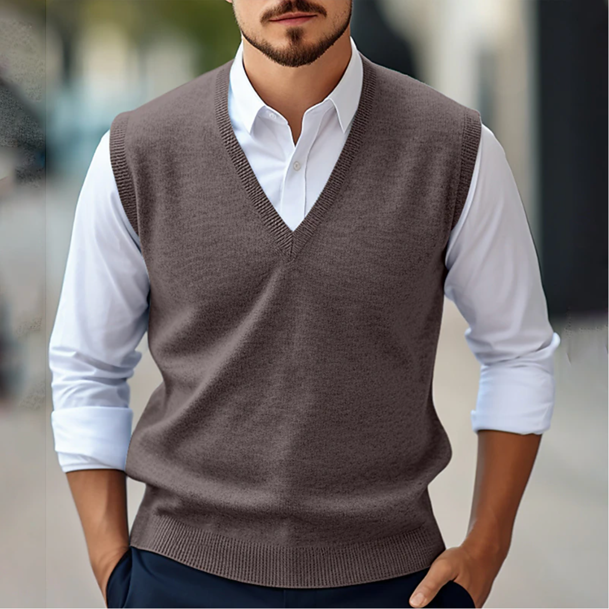 Chris - Gilet V-collant classique et manches longues pour hommes