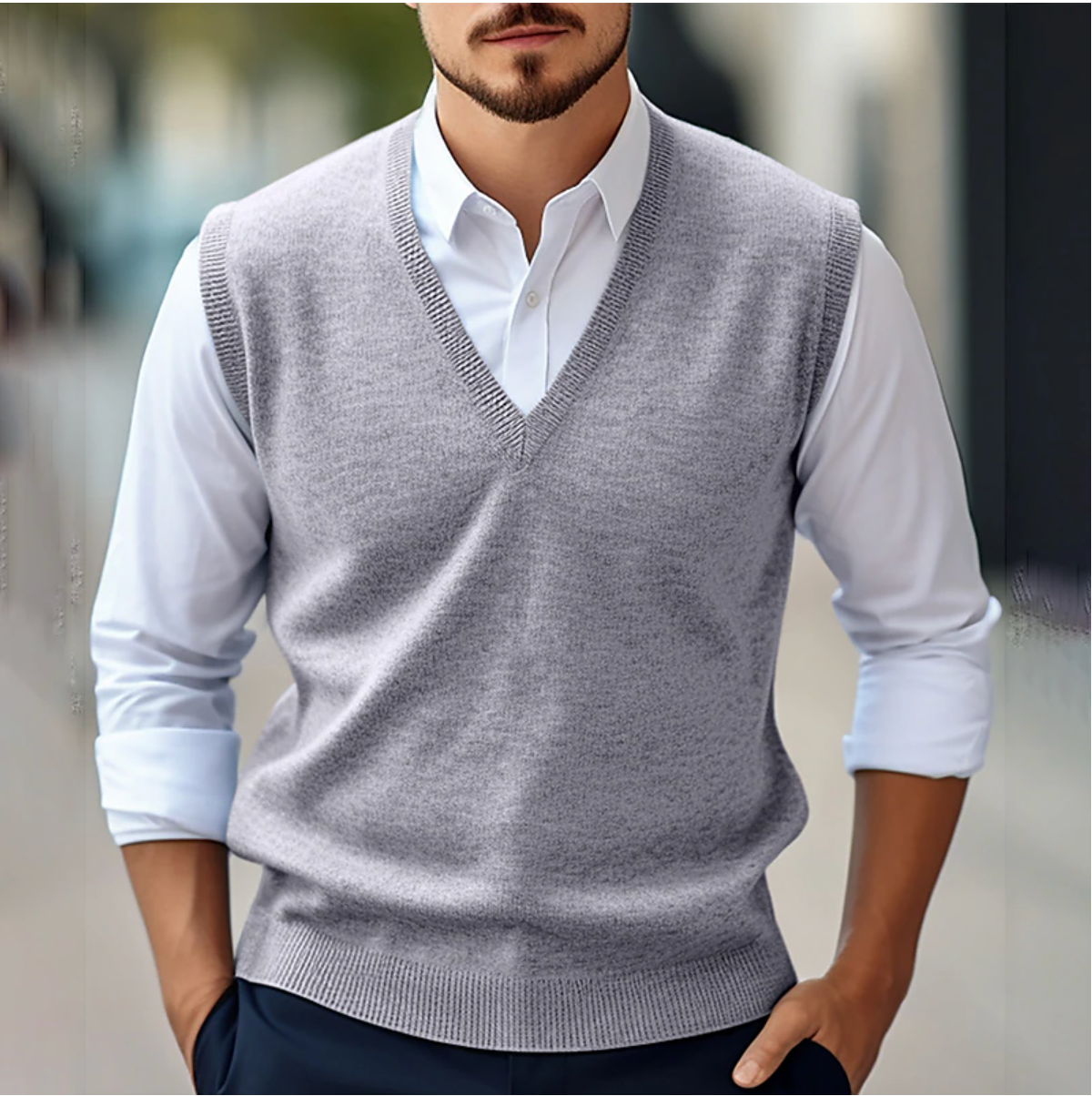Chris - Gilet V-collant classique et manches longues pour hommes