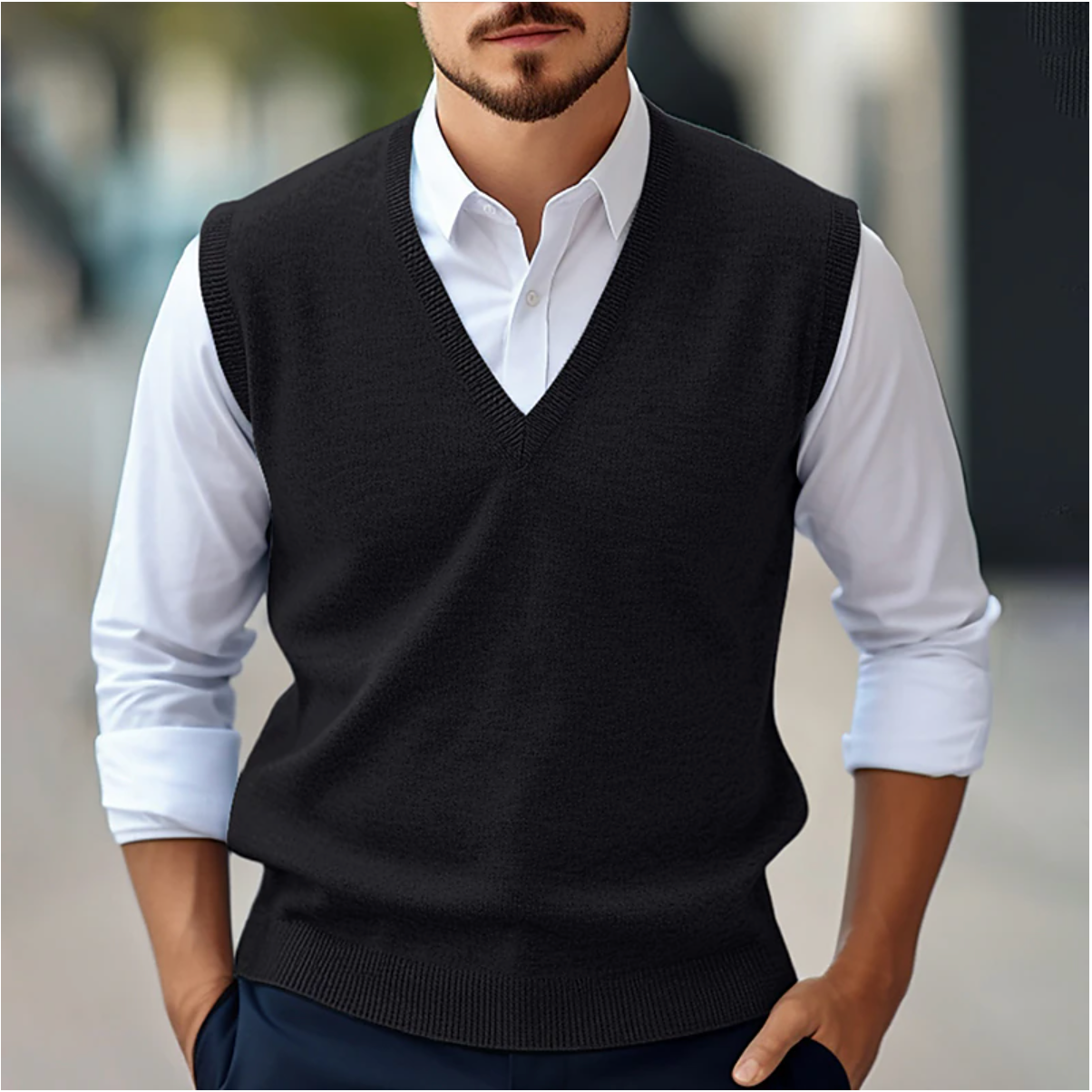 Chris - Gilet V-collant classique et manches longues pour hommes