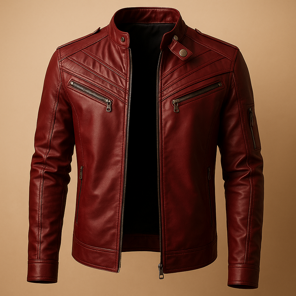 Jasper | Blouson en cuir rembourré à col montant pour hommes