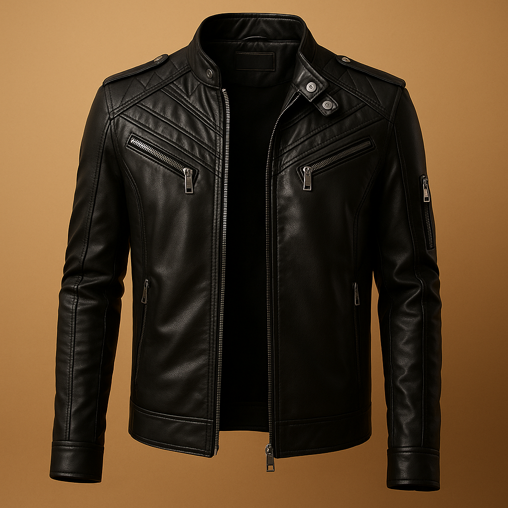 Jasper | Blouson en cuir rembourré à col montant pour hommes