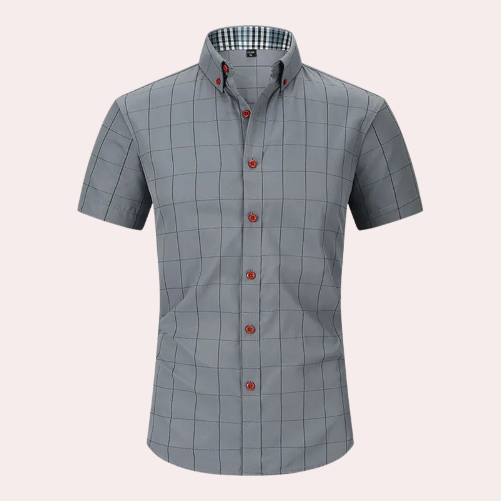 Philipe - Chemise à manches courtes à carreaux classique avec boutons