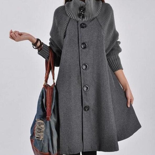 Manteau patchwork à col haut