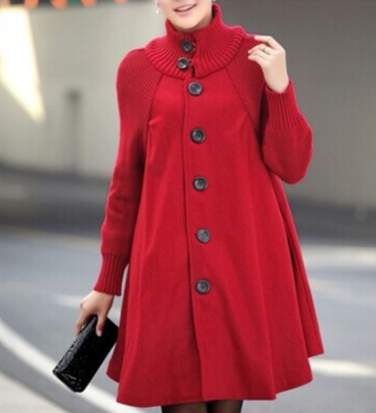 Manteau patchwork à col haut