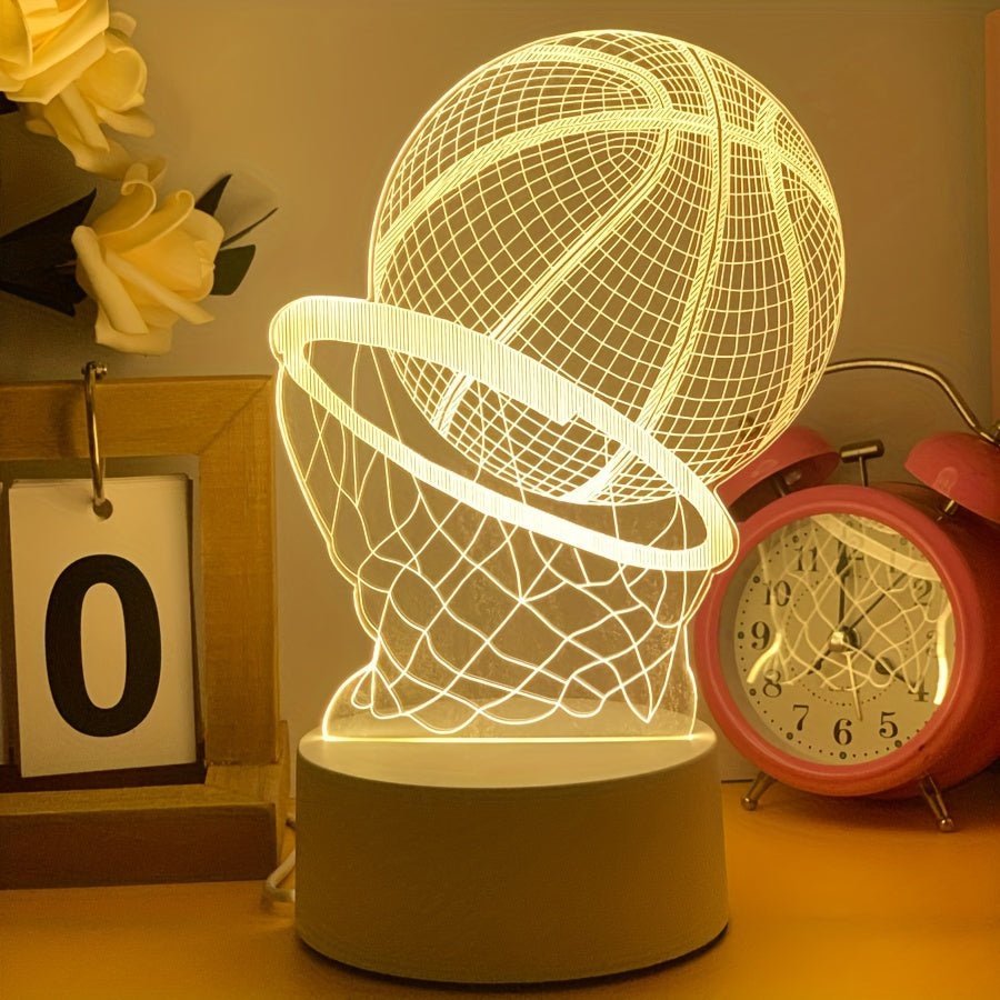CourtGlow 3D Lampe LED de Basketball – Lampe à illusions flottantes pour les fans de sport