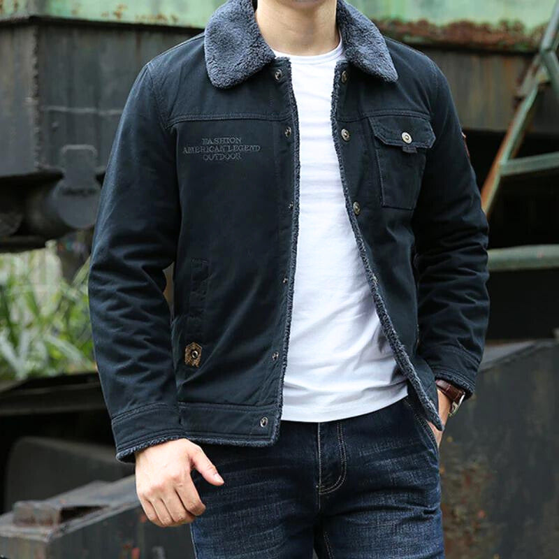 Tom - Veste en denim avec doublure en polaire et boutons