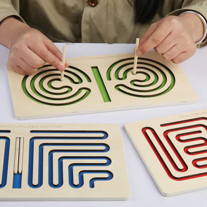 MazeMaster - Jeu de Labyrinthe Portable en Bois pour Enfants et Adultes