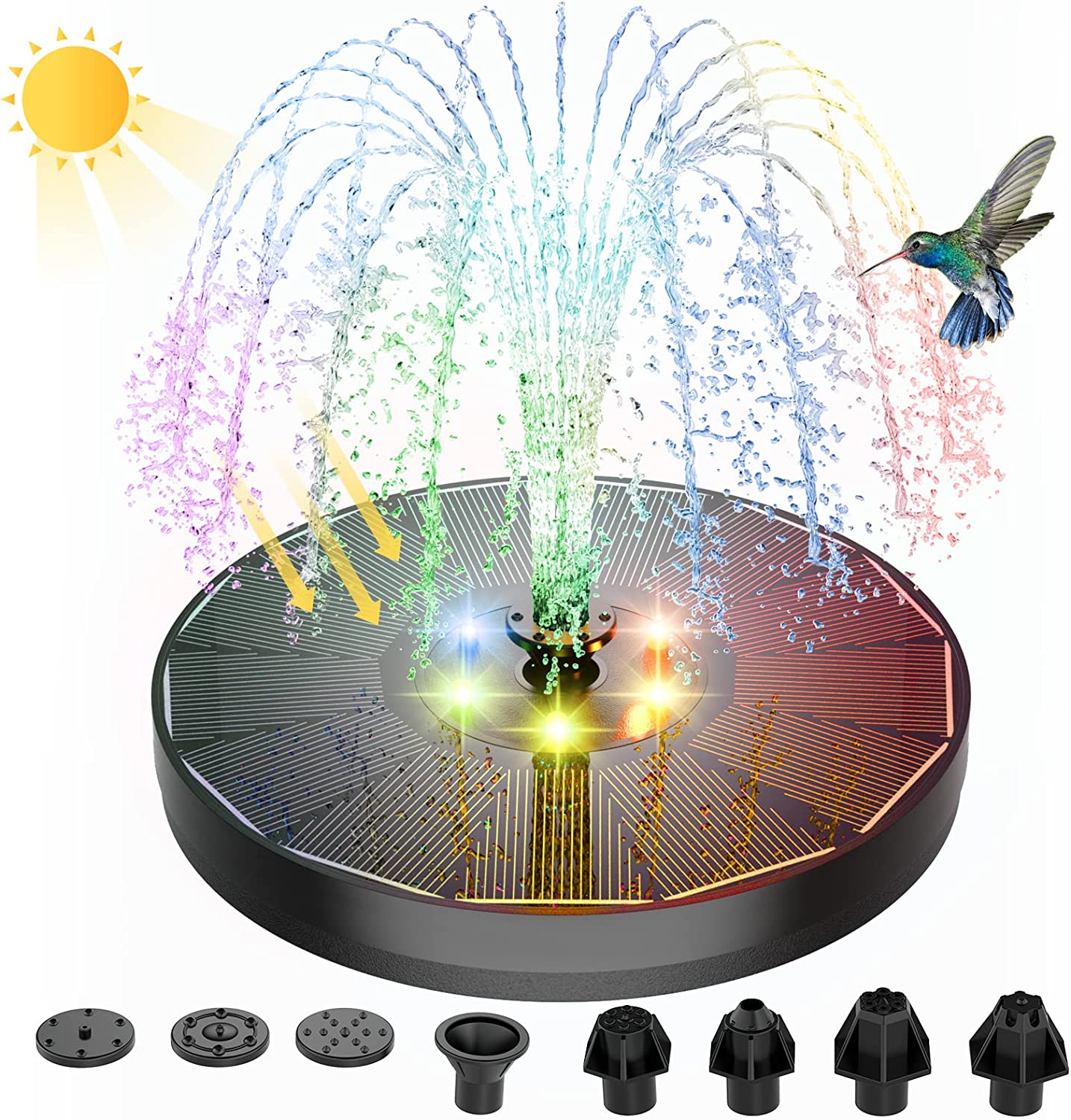 AquaGlow Fontaine Solaire – Fonction d'eau LED flottante pour jardin et terrasse
